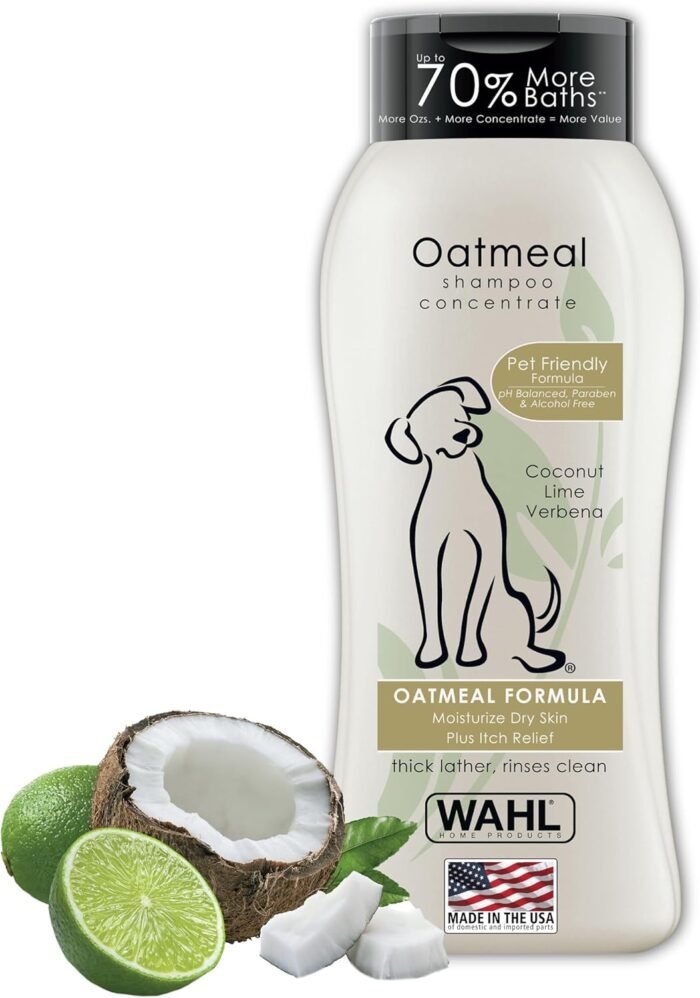 Wahl USA Dry Skin & Itch Relief Pet Shampoo for Dogs – Oatmeal Formula with Coconut Lime Verbena Scent & Pet Friendly Formula, 24 Oz - Model 820004A - Image 2