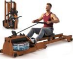 Water Rowing Machine for Home, WENOKER Foldable Wooden Rower with Bluetooth APP & LCD Monitor, Large Water Tank, Comfortable Seat, 350LBS Capacity, Compact Space-Saving Design - Image 2