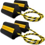 Wheel Chocks (2pair/4pack with Rope) for RV Trailer Camper Truck Car Aircraft, Versatile Heavy Duty Rubber Wheel Chocks Block with 3 Reflective Strips, Tire Wheel Immobilizers & Chocks - Image 2