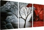 Wieco Art The Cloud Tree 3 Panels Modern Giclee Canvas Prints Artwork Abstract Seascape Paintings Reproduction Sea Beach Pictures Printed on Canvas Wall Art for Home Decorations Wall Decor - Image 2