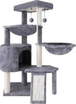 Xin Three Layer Cat Tree with Cat Condo and Two Hammocks,Grey - Image 2