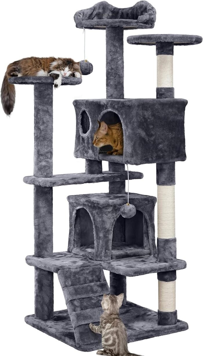 Yaheetech 54in Cat Tree Tower Condo Furniture Scratch Post for Kittens Pet House Play - Image 2