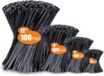 Zip Ties Assorted Sizes(4”+6”+8”+12”), 400 Pack, Black Cable Ties, UV Resistant Wire Ties by ANOSON - Image 2