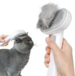 aumuca Cat Brush for Shedding, Cat Brushes for Indoor Cats, Cat Brush for Long or Short Haired Cats, Cat Hair Brush Cat Grooming Deshedding Brush for Dog Kitten Rabbit Massage Removes Loose Fur, White - Image 2