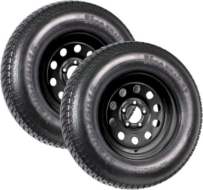 eCustomrim 2-Pack Trailer Tire On Black Wheel Modular Rim ST205/75D15 Load Range C 5 Lug On 4.5-2 Year Warranty w/Free Roadside - Image 2