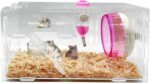 kathson Dwarf Hamster Cage Transparent Hamsters Cages and Habitats Small Animal Gerbils Acrylic Cage Cute Mini Pet Habitat with Accessories Exercise Wheel Water Bottle Food Bowl for Little Hamsters - Image 2