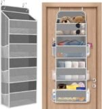 1 Pack Over The Door Organizer, Hanging Storage Organizer with Clear Window, 40lb Ultra Sturdy Large Capacity Room Organizer for Pantry Laundry Bathroom Nursery Closet Baby Essential (Grey) - Image 2