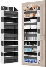 1 Pack Over The Door Organizer Storage, Hanging Organizer Closet with 5 Large Pockets 10 Mesh Pockets, 44 lbs Weight Capacity, Behind Door Storage for Nursery Bedroom Bathroom (Dark Grey) - Image 2