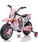 12V Electric Dirt Bike for Kids Battery Powered Motorcycle for Kids Girls Ride On Toy Motorbike with 2 Speeds Training Wheels Spring Suspension, Light Pink - Image 2