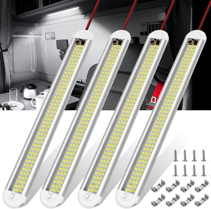 12v LED Interior Light Bar，CT CAPETRONIX 120LEDs 1500LM 8W DC 12 Volt led Strip Lights with ON/Off Switch，for Enclosed Cargo Trailer, Car RV Van Truck Lorry Camper Boat Caravan Motorhome (4Pack) - Image 2