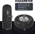 【UPGRADED】4.10/3.50-4 Tire and Wheel Flat Free, 10 Inch Solid Rubber Tire with 5/8”Axle Bore Hole and Double Sealed Bearings, for Dolly Wheels/Hand Truck Wheels/Dump Cart，4 Pack - Image 4