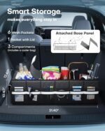 HOTOR Trunk Organizer - Car Organizer with Built-In Leakproof Car Cooler, Collapsible Trunk Organizer with Cooler for Car, SUV, Sedan, with Base Panel (3 Compartments, Black),31.9"×12.6"×10.6" - Image 3