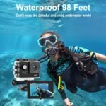 4K 30FPS WiFi Action Camera with 128GB Memory Card- 98FT Waterproof Ultra HD Underwater Camera, 170° Wide Angle 2.0" Screen, Sports Camera with 2 Batteries, Mounting Accessories Kit (4k cam) - Image 4