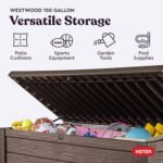 Keter Westwood 150 Gallon Deck Box Organizer, Doubles as 2-Person Bench Seat, Brown – Large Resin Outdoor Storage and Seating with Lockable Lid for Garden, Pool, and Patio - Image 5