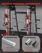 Smith Machine Home Gym All in One, 2200LBS Squat Rack Power Cage with Smith Bar, LAT Pull-Down, Cable Systems, Leg Hold-Down and More Attachments, Workout Equipment (Red Black) - Image 5