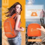 ZOMAKE Lightweight Packable Backpack 30L, Foldable Hiking Backpacks Water Resistant Compact Folding Daypack for Travel(Orange) - Image 3