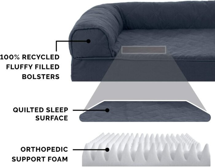 Furhaven Orthopedic Dog Bed for Large Dogs w/ Removable Bolsters & Washable Cover, For Dogs Up to 95 lbs - Quilted Sofa - Iron Gray, Jumbo/XL - Image 5