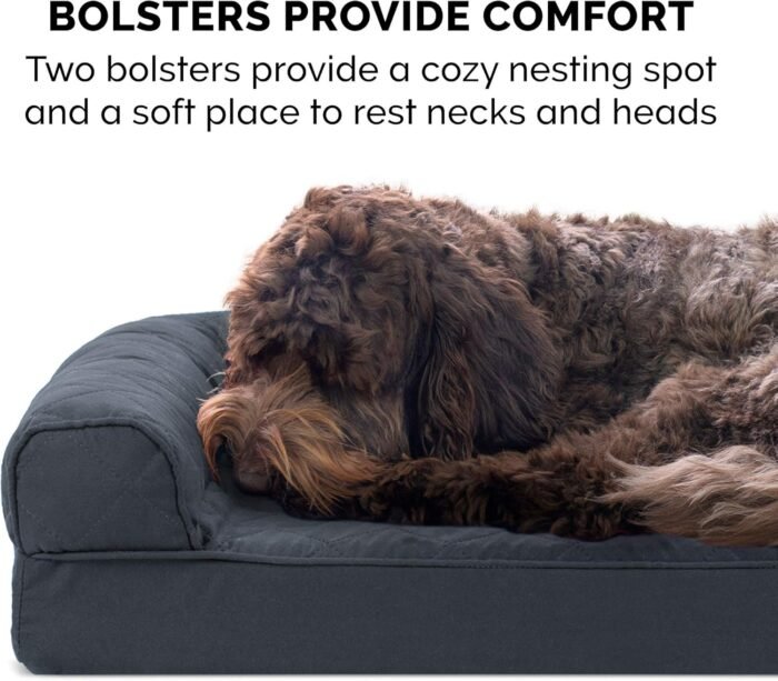 Furhaven Orthopedic Dog Bed for Large Dogs w/ Removable Bolsters & Washable Cover, For Dogs Up to 95 lbs - Quilted Sofa - Iron Gray, Jumbo/XL - Image 12