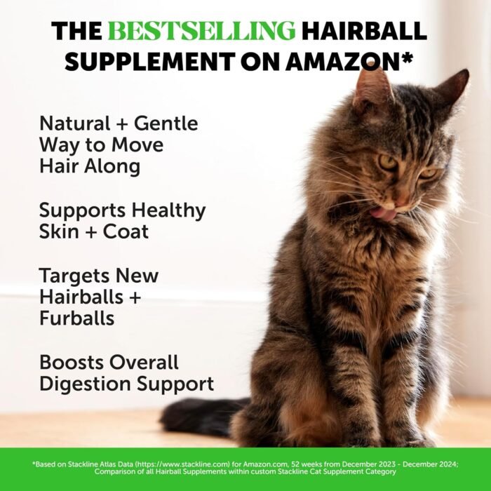 Cat Hairball Support Crunchy & Creamy Chews, Hairball Remedy Treats, Cat Furball Treatment, Supports Skin & Coat, Vitamins for Digestion, Chicken (30-Day Supply) - Image 3