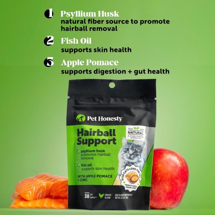 Cat Hairball Support Crunchy & Creamy Chews, Hairball Remedy Treats, Cat Furball Treatment, Supports Skin & Coat, Vitamins for Digestion, Chicken (30-Day Supply) - Image 4
