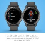 Garmin Venu 2S, Smaller-Sized GPS Smartwatch with Advanced Health Monitoring and Fitness Features, Slate Bezel with Graphite Case and Silicone Band, (010-02429-00) (Renewed) - Image 5
