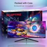 Sceptre 30-inch Curved Gaming Monitor 21:9 2560x1080 Ultra Wide/ Slim HDMI DisplayPort up to 200Hz Build-in Speakers, Metal Black (C305B-200UN1) - Image 5