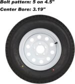 2PK Durun ST205/75R15 Radial Trailer Tire with 15" White Wheel - 5 on 4-1/2" - Load Range D - Image 3
