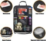 Car Backseat Organizer with 10" Table Holder, 9 Storage Pockets Seat Back Protectors Kick Mats for Kids Toddlers, Travel Accessories, 2 Pack - Image 3