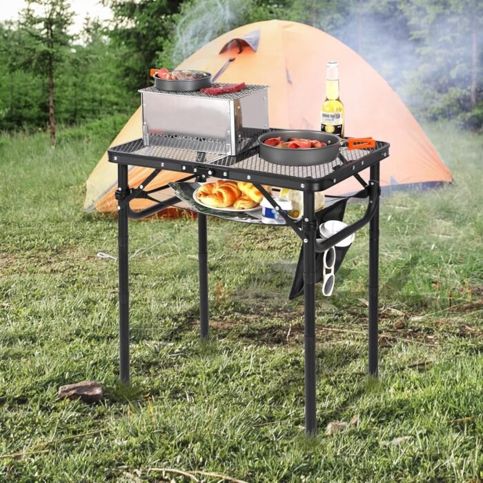 RedSwing Folding Grill Table, Lightweight Height Adjustable Aluminum Table with Mesh Desktop and Mesh Bag for Outdoor Camping Picnic BBQ, Small 2 Feet, Black - Image 10