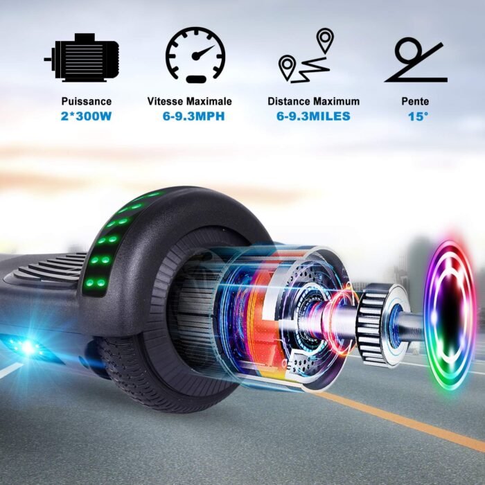 self balance scooter,6.5" Two-Wheel Self-Balancing Hover Board with Bluetooth Speakers and Fashion LED Lights for Kids and Adults - Image 5