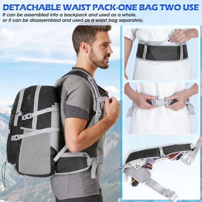 IGOLUMON Hiking Backpack 40L Packable Hiking Daypack for Men Women Waterproof Lightweight Foldable Camping Backpack - Image 4