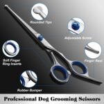 Professional 4 in 1 Dog & Cat Grooming Scissors Kit with Safety Round Tips,Sharp & Durable,Dog Shears for Grooming - Includes Straight, Curved, Thinning Scissors and Comb - Premium Pet Supplies - Image 4