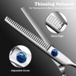 Professional 4 in 1 Dog & Cat Grooming Scissors Kit with Safety Round Tips,Sharp & Durable,Dog Shears for Grooming - Includes Straight, Curved, Thinning Scissors and Comb - Premium Pet Supplies - Image 6