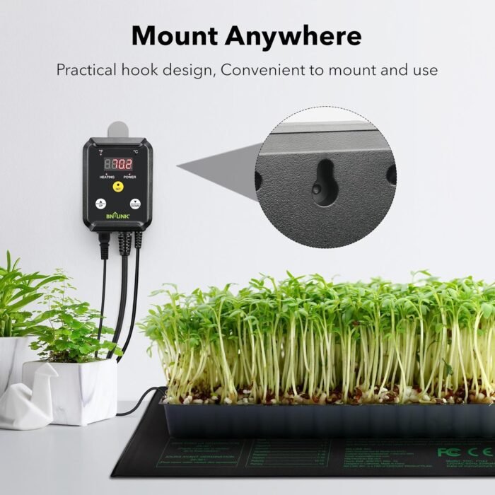 BN-LINK Digital Heat Mat Thermostat Controller for Seed Germination, Reptiles and Brewing Breeding Incubation Greenhouse, 40-108°F, 8.3A 1000W ETL Listed - Image 5