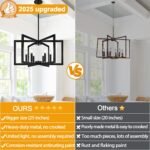 25" Modern Black Chandelier for Dining Room (6-Light, 25-Inch), Geometric Black Dining Room Light Fixture Over Table, Industrial Metal Hanging Pendant Lights for Kitchen Island, Entryway, Foyer - Image 3