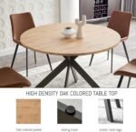 46.4" Round Dining Table Set, Mid Century Modern Round Dining Table for 4-6 Person, w/Steel Legs, Coffee Table for Kitchen Dining Room, Office, Save Space (1 Table with 4 Brown Chairs) - Image 4
