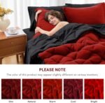 MUXHOMO 7 Pieces Queen Comforter Set, Reversible Bed in a Bag Queen Size, All Season Bedding Set with Comforter, Flat Sheet, Fitted Sheet, Pillowcases & Shams, Red & Black - Image 5