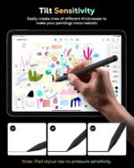 MoKo Pencil for iPad (A16) 11th 10th Gen, Stylus Pen for 2018-2025 Apple iPad 11/10/9/8/7/6/A16, Mini 7/6/5, Air M3/M2 11"/13"/5/4/3, Pro M4 13"/12.9"/11" Tilt Sensitivity, USB-C Fast Charging,Black - Image 4