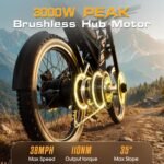 Electric-Dirt-Bike for Adults-Mountain-Motorcycle with 1536Wh Battery 32AH, Max 40 MPH and 80Miles Range E-Bike, Peak 3000W Brushless Motor, 25Inch Fat Tire and Front Fork Suspension - Image 3