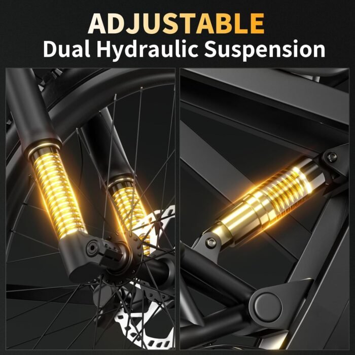 Electric-Dirt-Bike for Adults-Mountain-Motorcycle with 1536Wh Battery 32AH, Max 40 MPH and 80Miles Range E-Bike, Peak 3000W Brushless Motor, 25Inch Fat Tire and Front Fork Suspension - Image 4