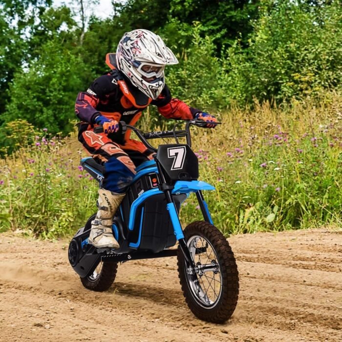 24V 350W Electric Dirt Bike for Kids – 3-Speed Modes, 14.29MPH Max Speed, ASTM-Certified Safe Motorcycle with Shockproof Suspension, Best Gift for Boys & Girls - Image 5