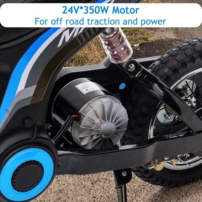 24V 350W Electric Dirt Bike for Kids – 3-Speed Modes, 14.29MPH Max Speed, ASTM-Certified Safe Motorcycle with Shockproof Suspension, Best Gift for Boys & Girls - Image 8