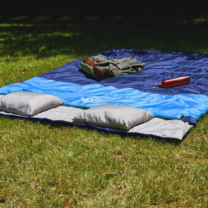oaskys Double Sleeping Bag for Adults with 2 Pillows - Queen Size XL Waterproof Sleeping Bag for All Season Camping Hiking Backpacking 2 Person Sleeping Bags for Cold Weather & Warm - Image 3