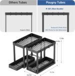 2PC Under Sink Organizer Rack 2 Tier Under Sliding Cabinet Basket Organizer Drawer with 4 Hooks, Multi-purpose Under Sink Storage for Bathroom Kitchen Desktop（Black） - Image 3