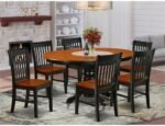 East West Furniture KENO7-BCH-W 7 Piece Dining Room Furniture Set Consist of an Oval Kitchen Table with Butterfly Leaf and 6 Dining Chairs, 42x60 Inch, Black & Cherry - Image 3