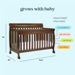 DaVinci Kalani 4-in-1 Convertible Baby Crib with Wooden Toddler Bed, Daybed & Full-Size Bed Conversion - Easy to Assemble & GREENGUARD Gold Certified - 4 Adjustable Mattress Heights - Espresso - Image 4