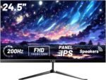 LXZ Gaming Monitor 24.5 inch, 200hz Monitor FHD 1080P Frameless IPS Display with Eye Care, DP/HDMI, Wall Mount Compatible - Black - Image 4