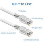 Cat 6 Ethernet Cable 100 ft, Cat6 Solid High-Speed Internet LAN Network Patch Cord Outdoor&Indoor for Modem, Router, PC, PS4/5, TV, Gaming Consoles - Fluke Test Passed, White - Image 3