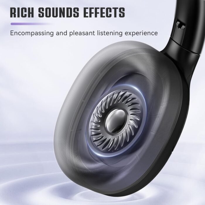 FIFINE Wireless Bluetooth Headphones, Over-Ear Noise Canceling Headphones with Soft Earmuffs, Up to 65H Playtime for Music, Phone Calls, Sport Travel Headset for iPhone/Android/Tablet-X3 Black - Image 4