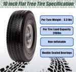 4.10/3.50-4 Tire & Wheel Flat Free, 2 Pcs Heavy Duty Solid PU Non-inflated Tires with Double Sealed Bearings, 5/8 in Axle Bore Hole & 2.15 in Offset Hub for Dolly/Garden Cart/Wheelbarrow/Wagon - Image 4